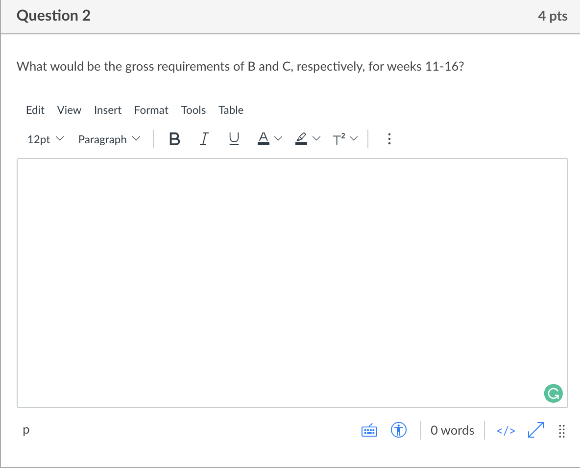 Now assume: Item C's projected on-hand at the end