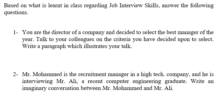 Based on what is learnt in class regarding Job