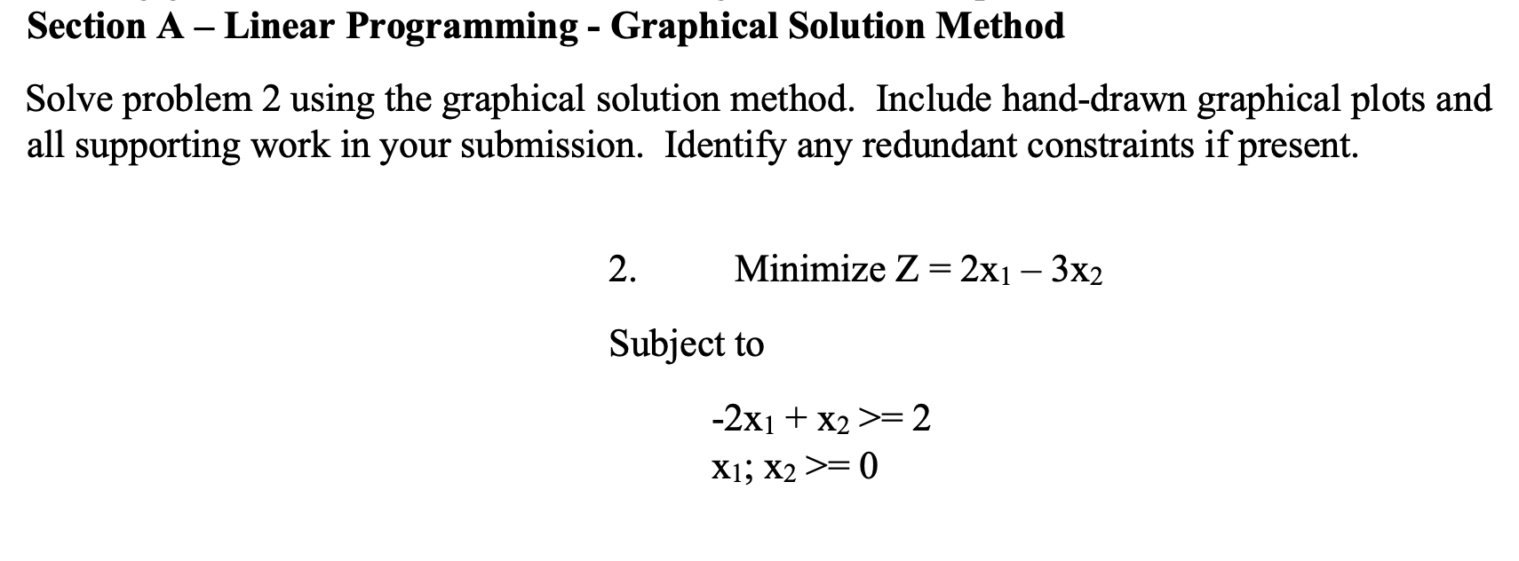 Section A-Linear Programming - Graphical Solution