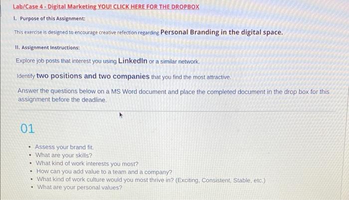 Lab/Case 4 - Digital Marketing YOU! CLICK HERE