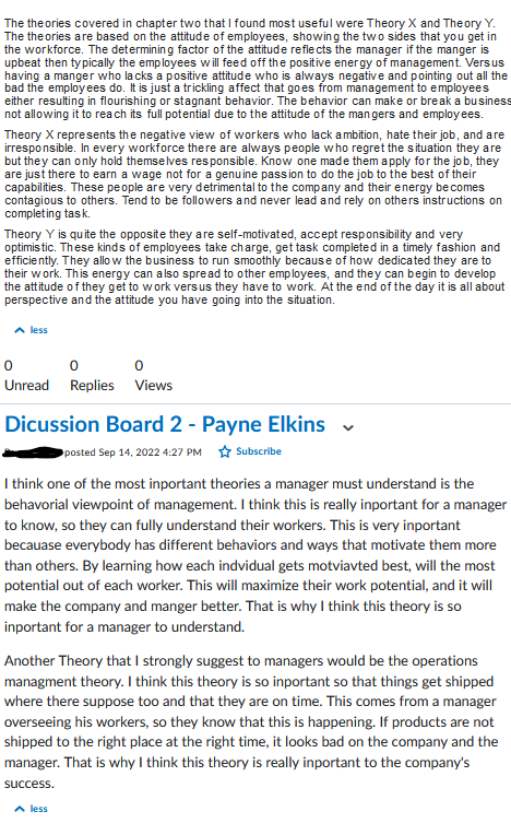 Two paragraph response to both posts. The the