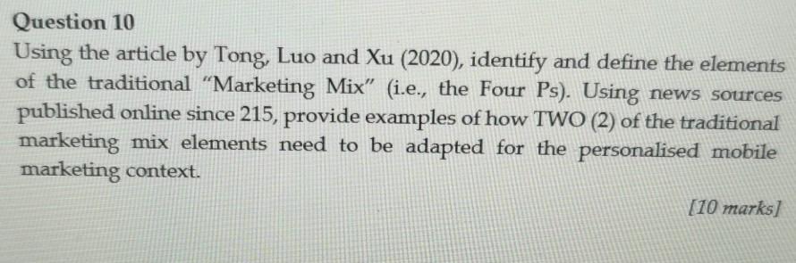 part 2 of the question Question 10 Using the