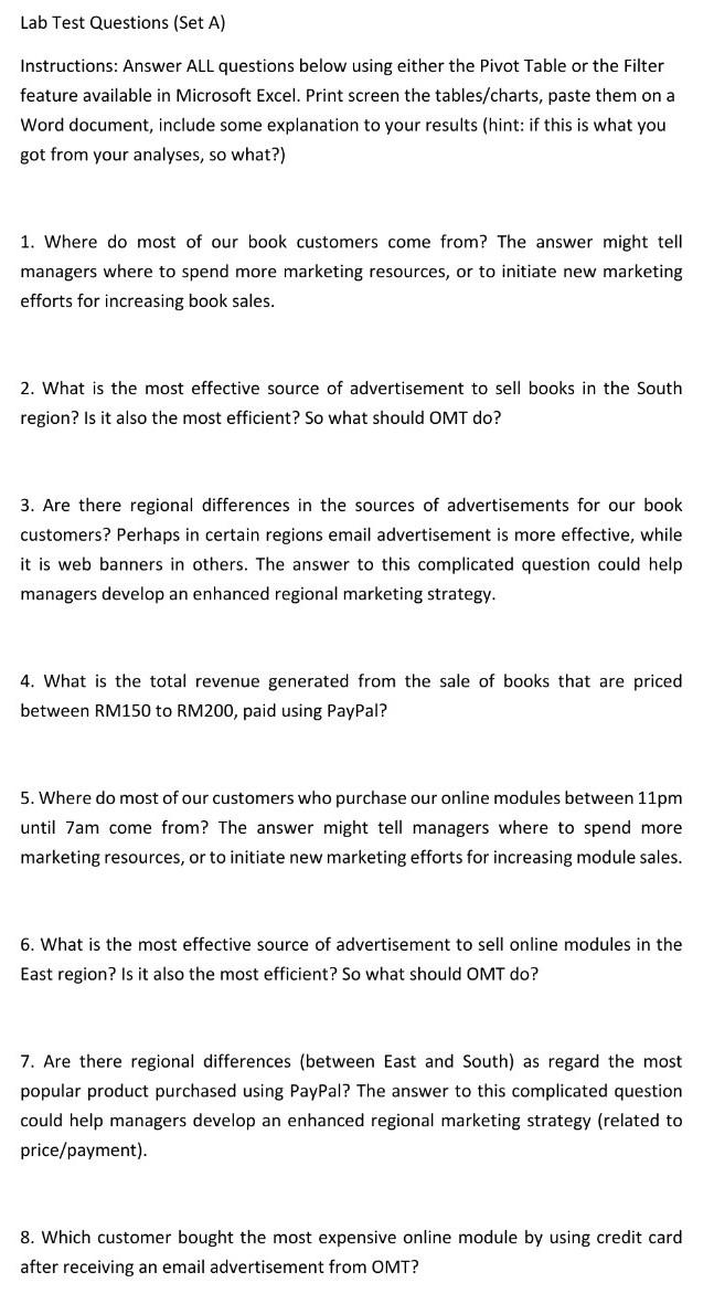 Management Information System Questions Lab Test