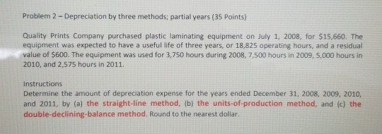 Problem 2-Depreciation by three methods; partial