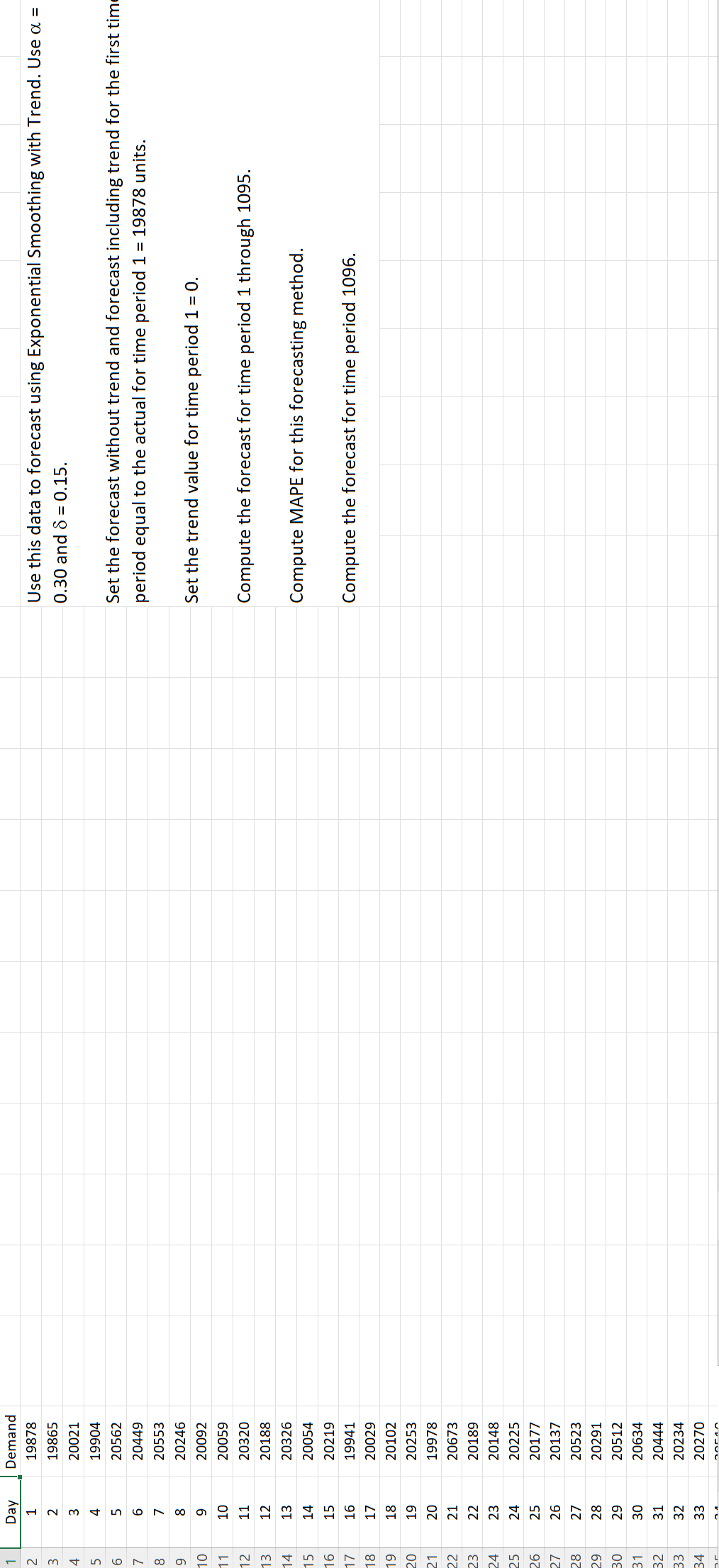 Use this data to forecast using Exponential