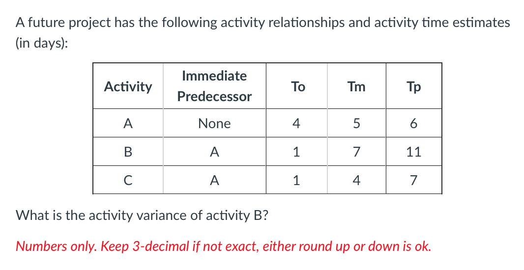 1. 2. 3. A project's completion time is uncertain