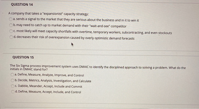 please answer both QUESTION 14 A company that