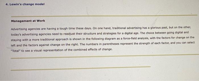 4. Lewin's change model Management at Work