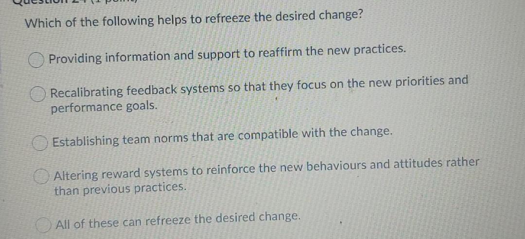 Which of the following helps to refreeze the