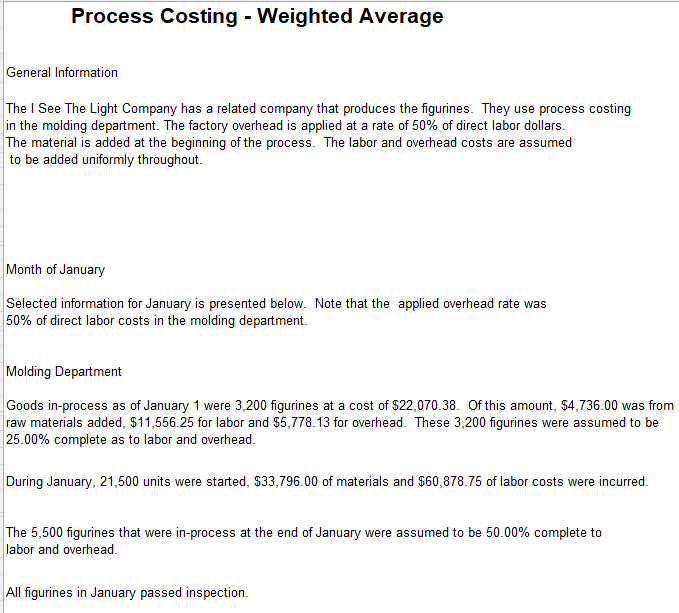 Process Costing - Weighted Average General