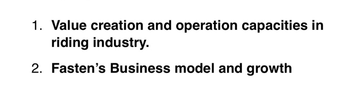 1. Value creation and operation capacities in