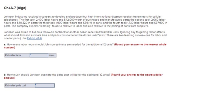 Ch4A-7 (Algo) Johnson Industries received a