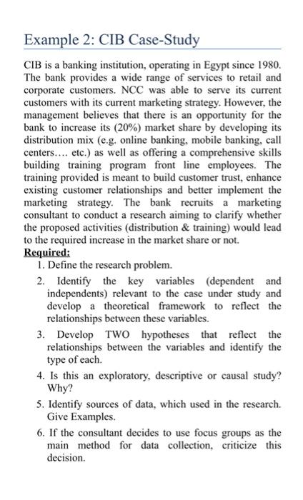 Example 2: CIB Case-Study CIB is a banking