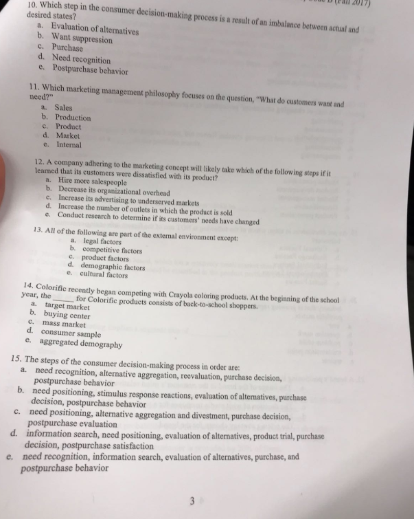 10. Which step in the consumer decision-making
