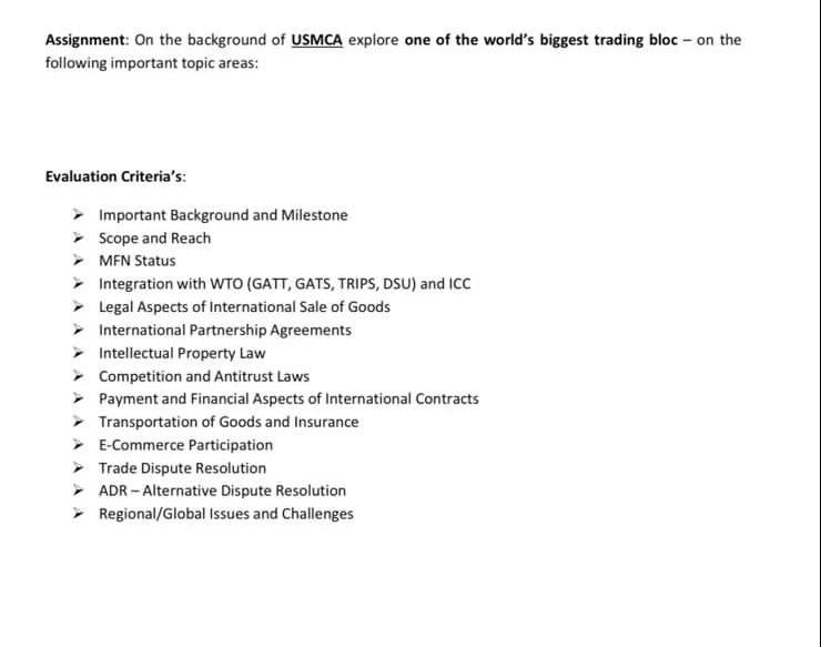 Assignment: On the background of USMCA explore