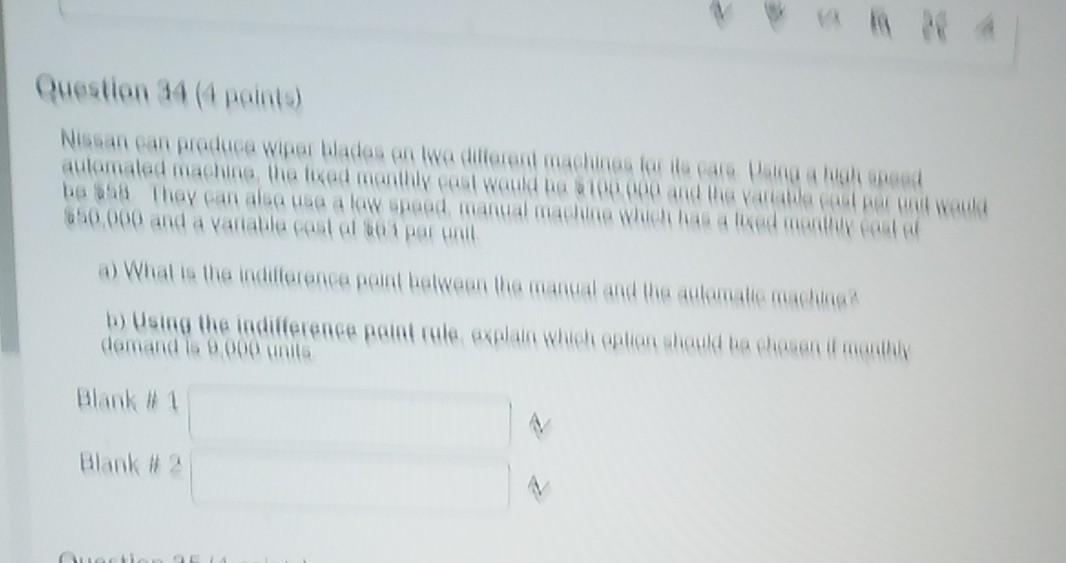 Question 34 (4 points) Nissan can produca Wiper