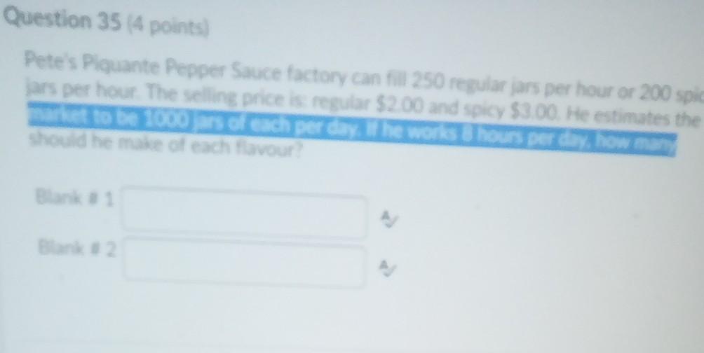 Question 34 (4 points) Nissan can produca Wiper