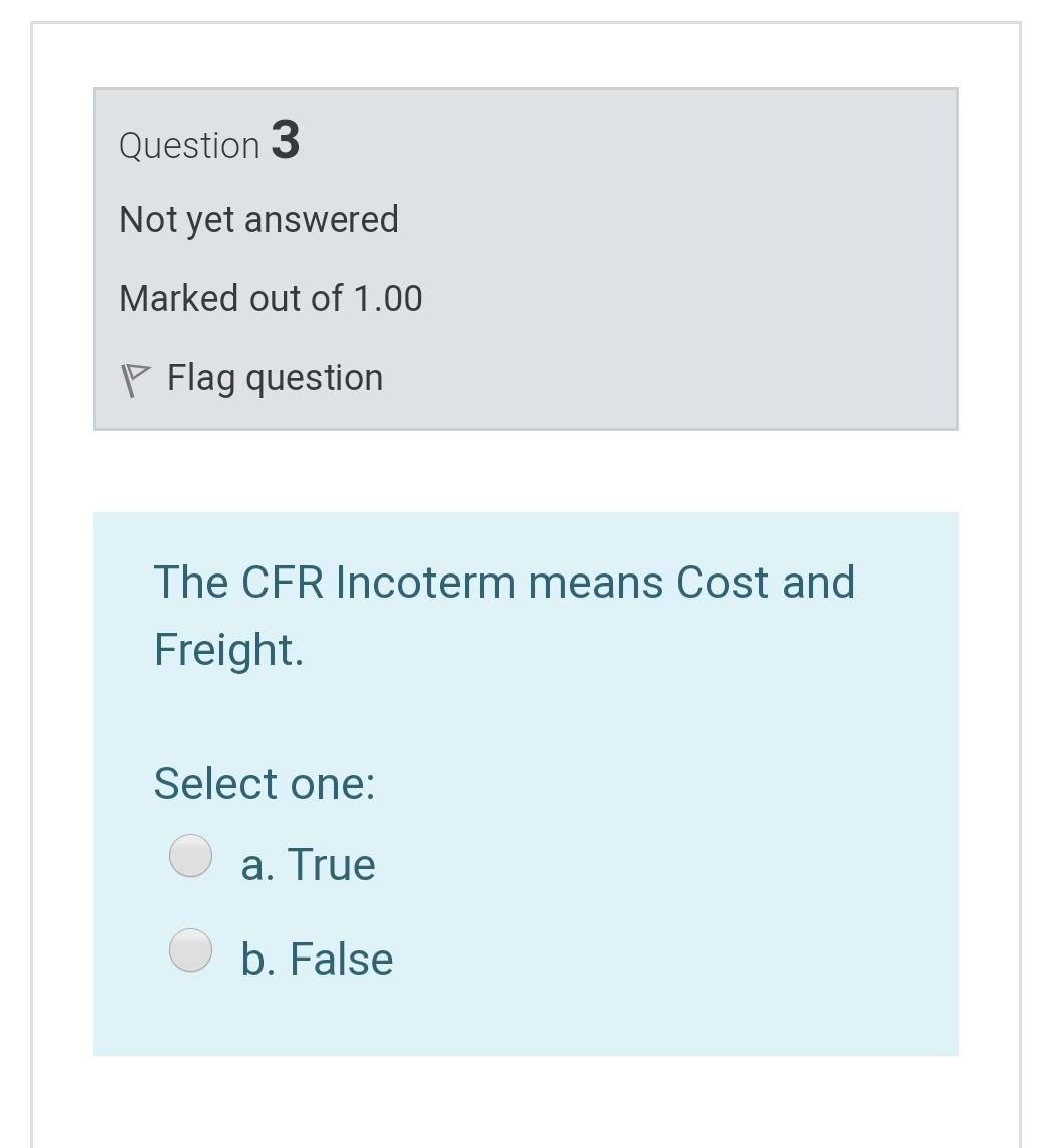 Question 3 Not yet answered Marked out of 1.00