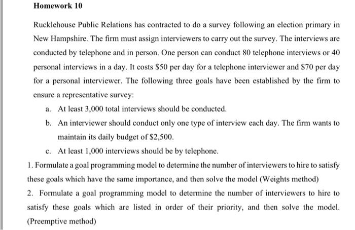 i need solve in excel program Homework 10