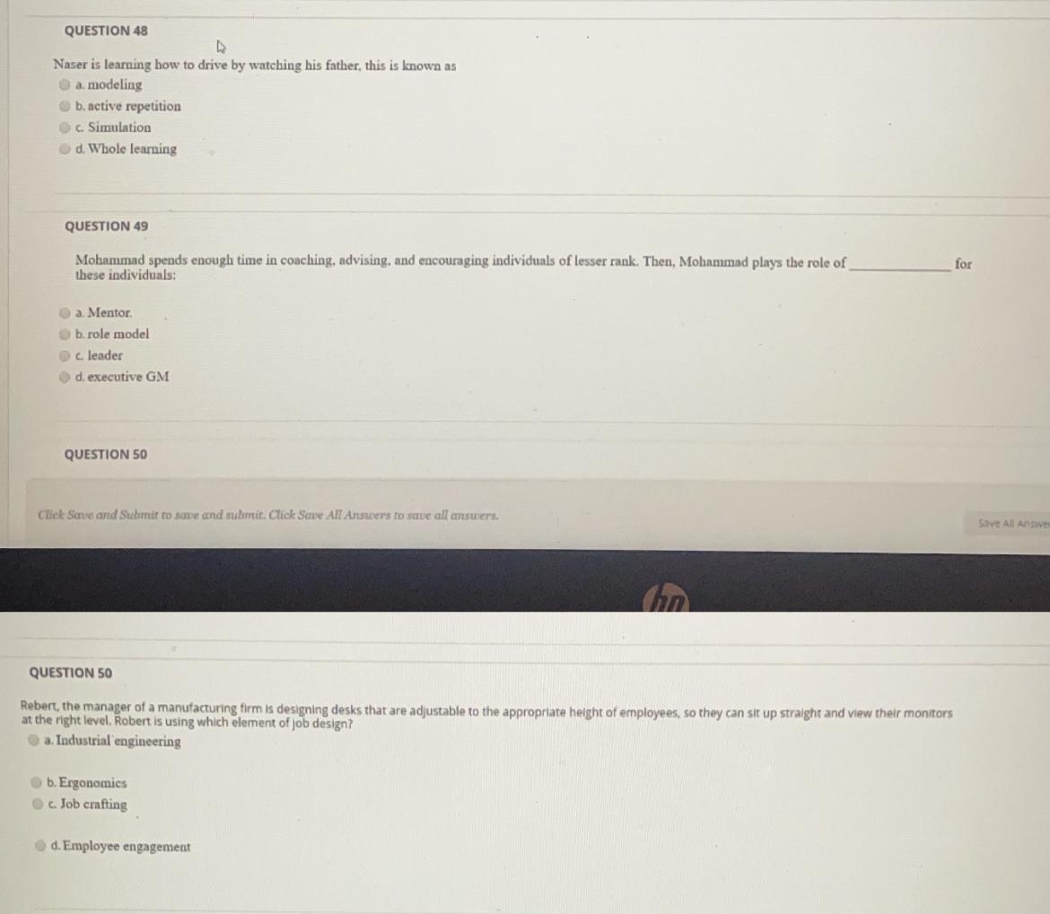 QUESTION 48 Naser is learning how to drive by