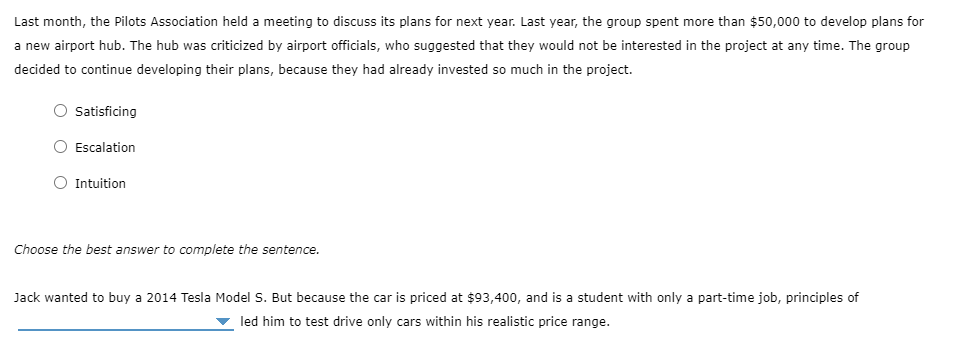 Decision making involves many behavioral aspects,