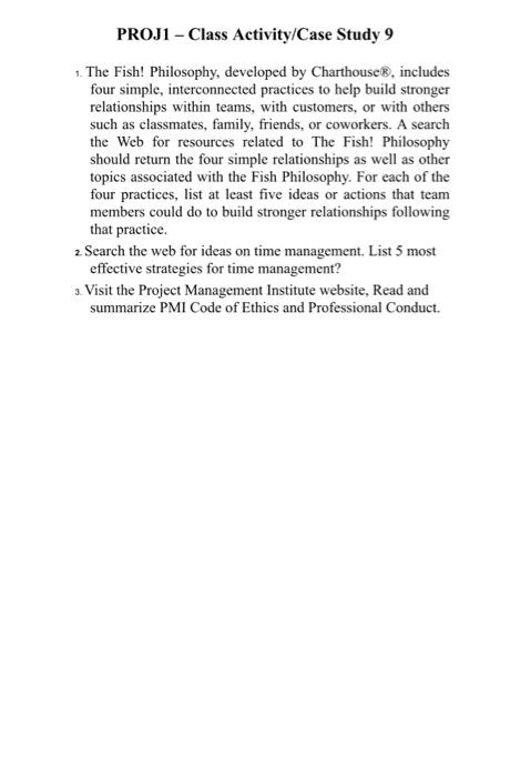 PROJ1 - Class Activity/Case Study 9 1. The Fish!