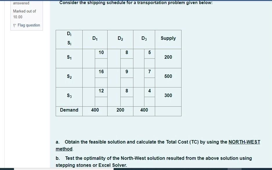 answered Consider the shipping schedule for a