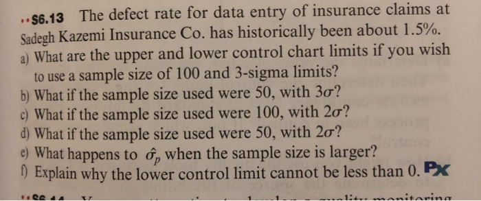 Question b S6.13 The defect rate for data entry