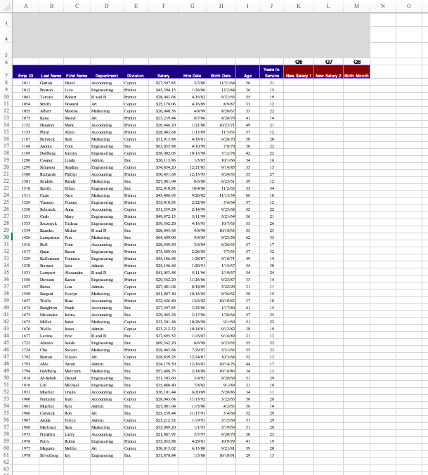 7. Write (not record) a Macro, QUESTION7 , that