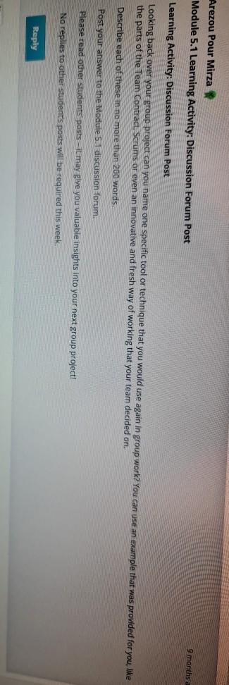 Arezou Pour Mirza Module 5.1 Learning Activity: