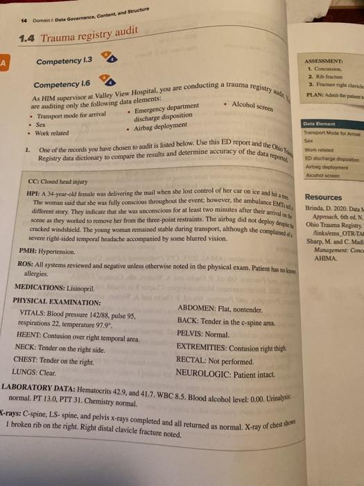 1.4 Trauma registry audit The woman said that she