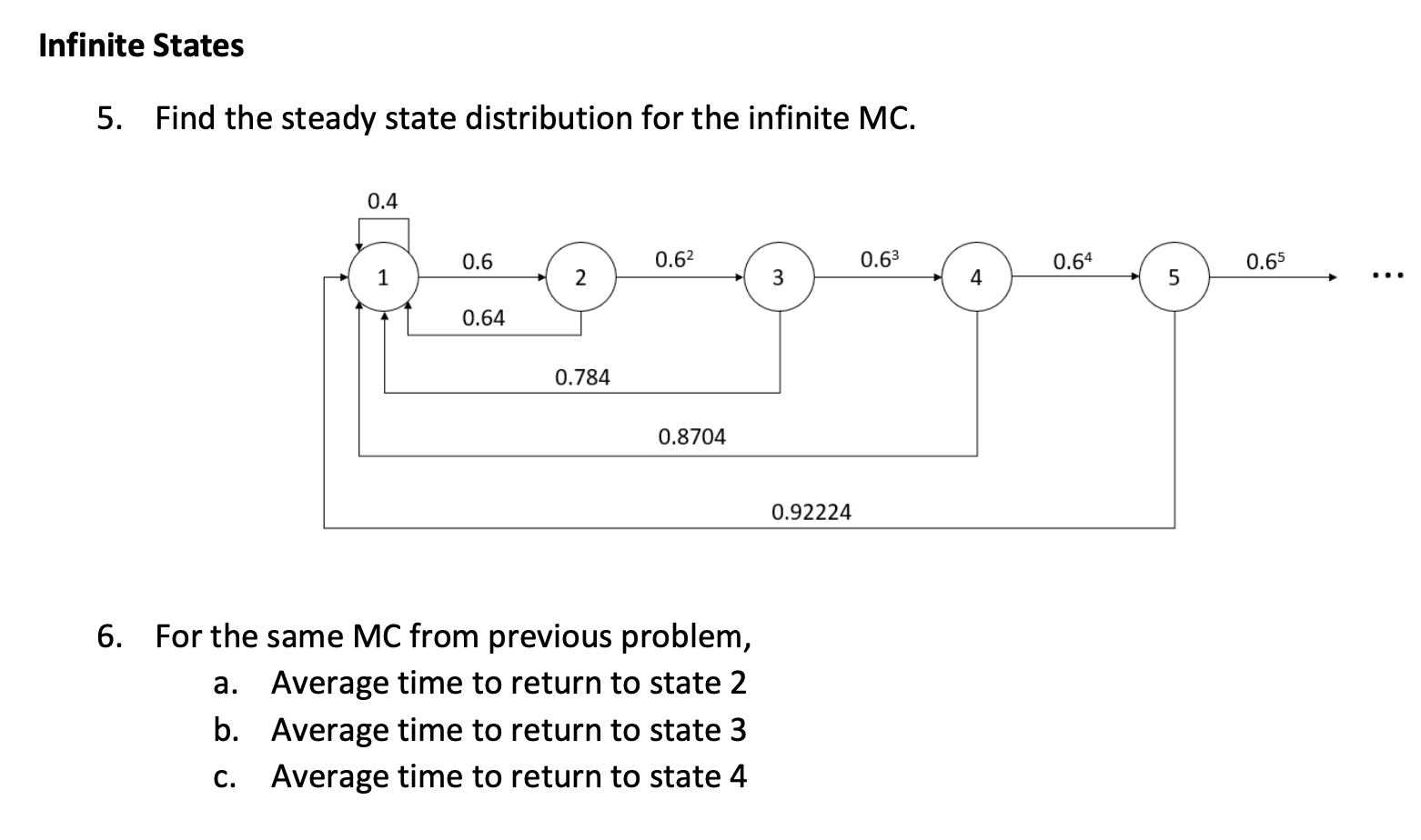 Infinite States 5. Find the steady state