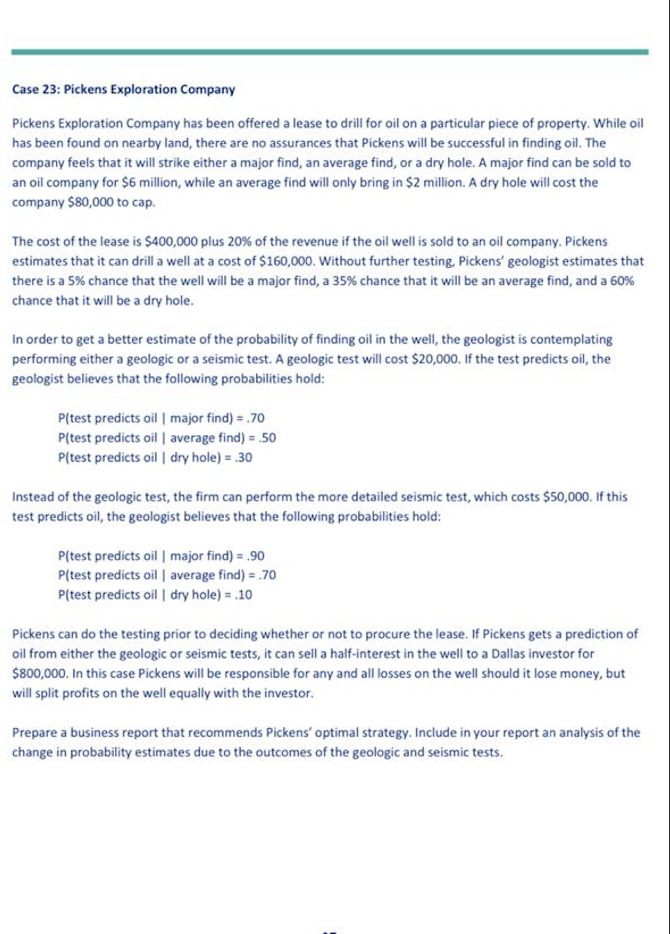 Case 23: Pickens Exploration Company Pickens