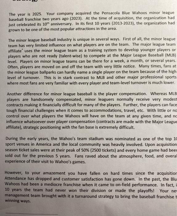 The year is 2025. Your company acquired the