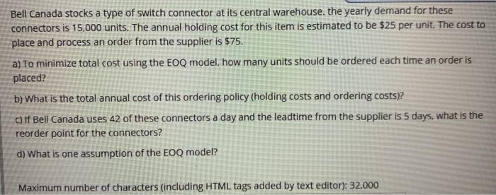 Bell Canada stocks a type of switch connector at
