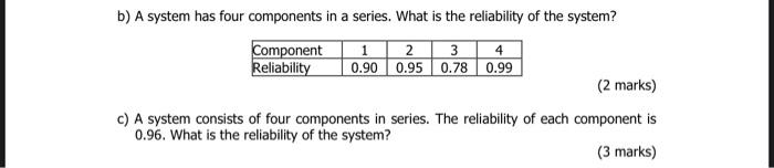 b) A system has four components in a series. What