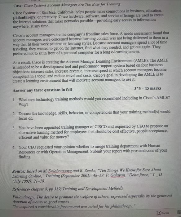 training employees and development course Case: