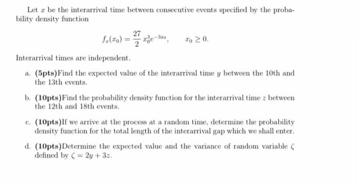 Let u be the interarrival time between