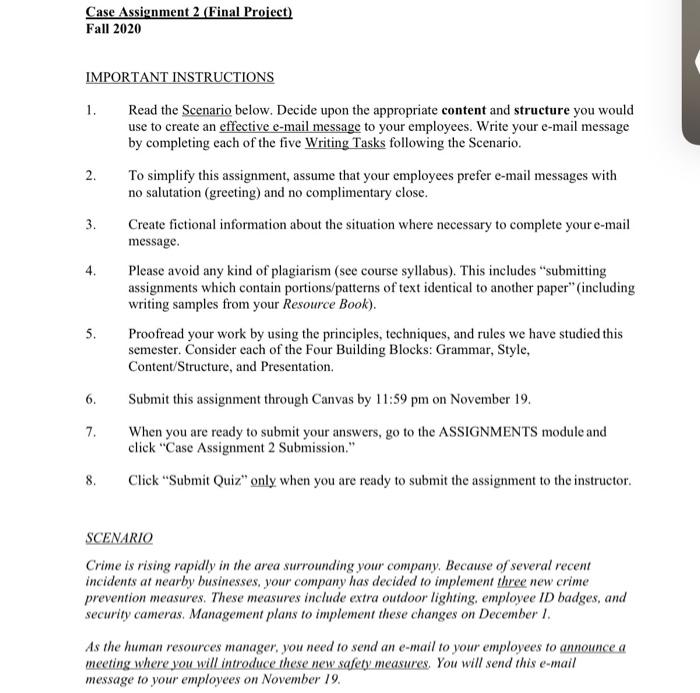 Case Assignment 2 (Final Project) Fall 2020