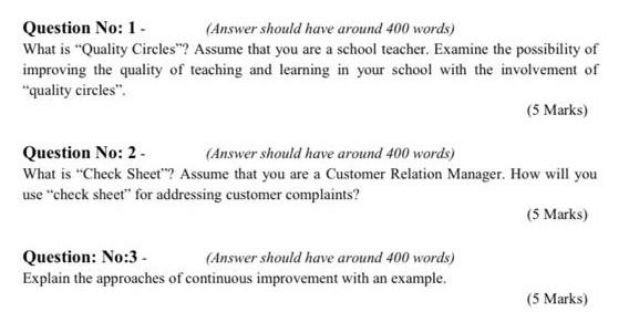 Question No: 1. (Answer should have around 400