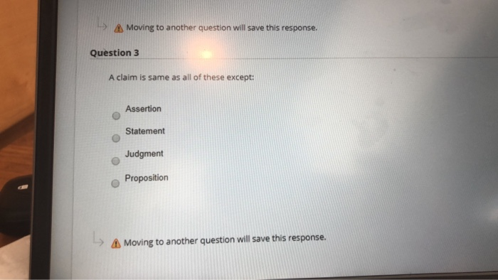 -> Moving to another question will save this