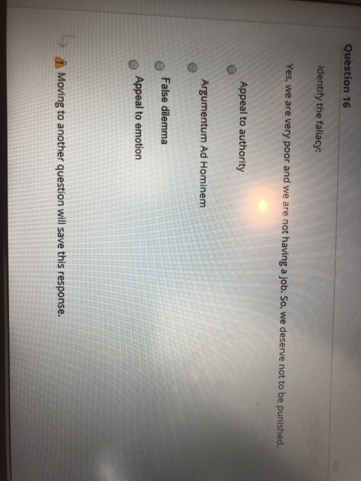 -> Moving to another question will save this