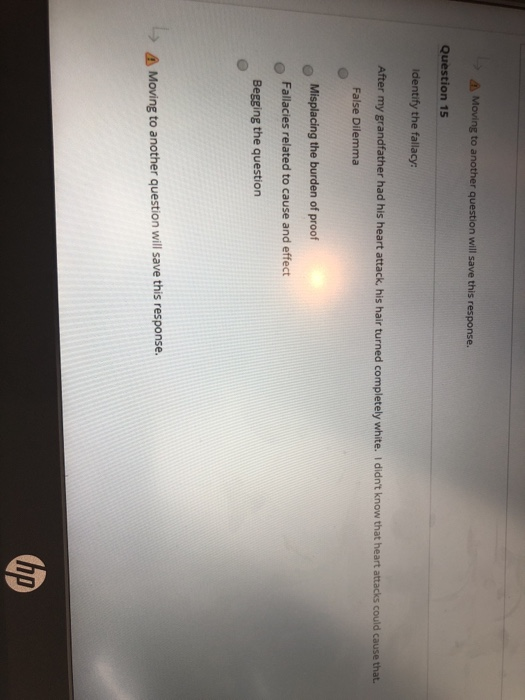 -> Moving to another question will save this