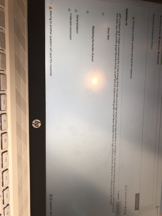 -> Moving to another question will save this