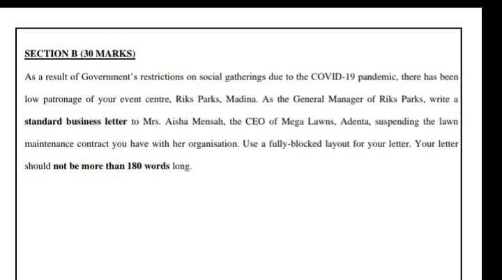 SECTION B (30 MARKS) As a result of Government's