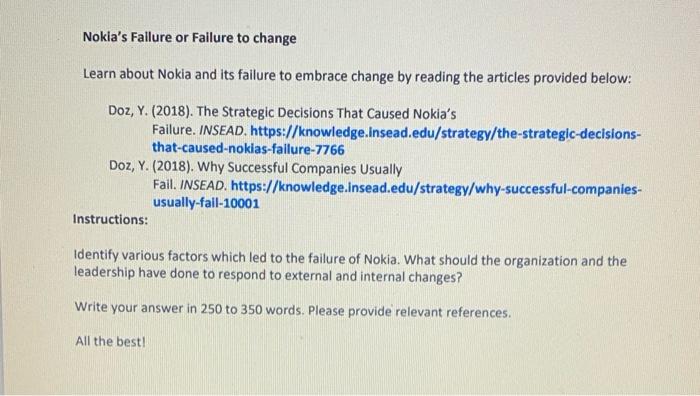 Nokia's Failure or Failure to change Learn about