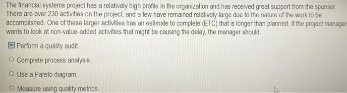 The financial systems project has a relatively