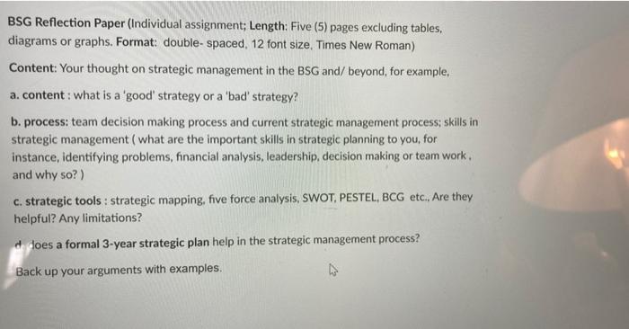 BSG Reflection Paper (Individual assignment;