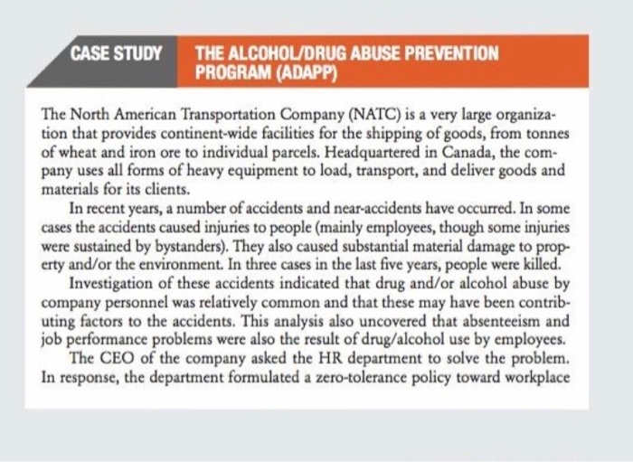 CASE STUDY THE ALCOHOL/DRUG ABUSE PREVENTION