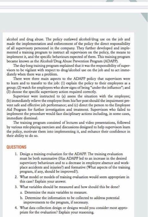 CASE STUDY THE ALCOHOL/DRUG ABUSE PREVENTION